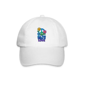 Friedliche Liebe Blumen Friedenszeichen Design - Baseballkappe - Weiß/Weiß - Vorne