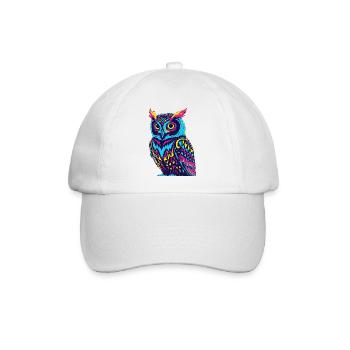 Neon Tribal Eule Design - Baseballkappe - Weiß/Weiß - Vorne
