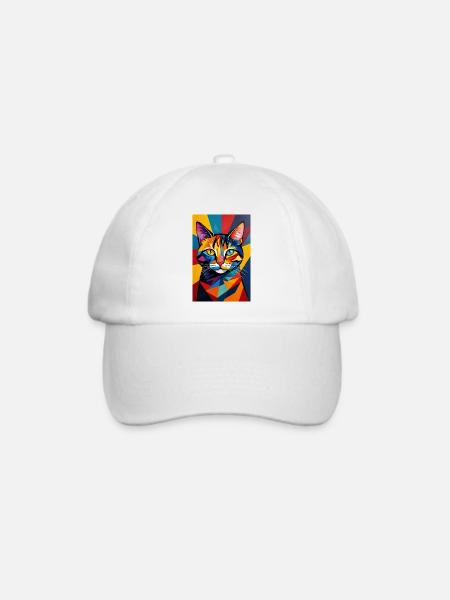  Avantgarde Katze R03 - Baseballkappe - Weiß/Weiß