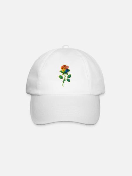 Regenbogen-Glitzer-Rosen-Design - Baseballkappe - Weiß/Weiß