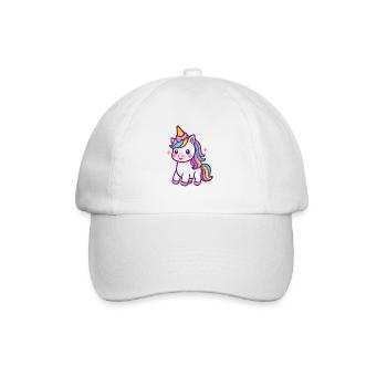 Buntes Einhorn mit Regenbogenmähne - Baseballkappe - Weiß/Weiß - Vorne