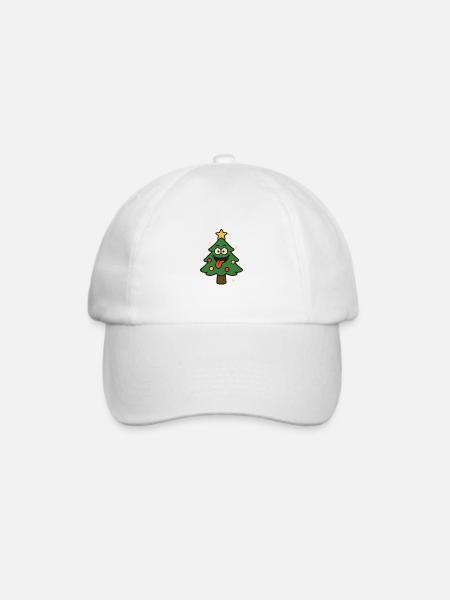 Lustiger Weihnachtsbaum mit Zunge - Baseballkappe - Weiß/Weiß