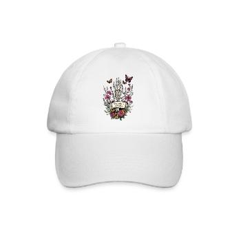 good energy is contagious - skelett blumen - Baseballkappe - Weiß/Weiß - Vorne