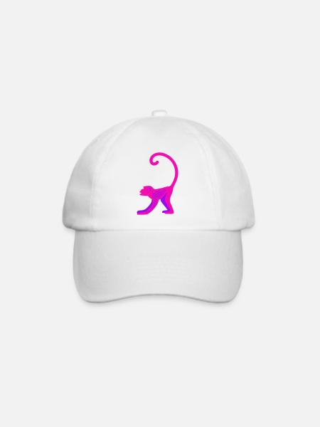 Neon Pink Monkey - Baseballkappe - Weiß/Weiß