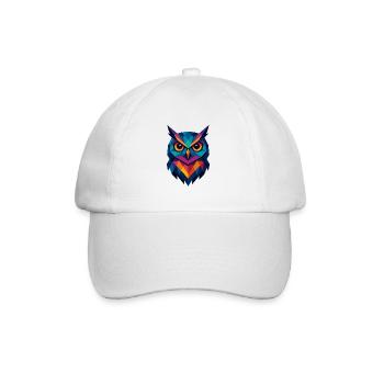 Eule | Eulenkopf Print - Baseballkappe - Weiß/Weiß - Vorne
