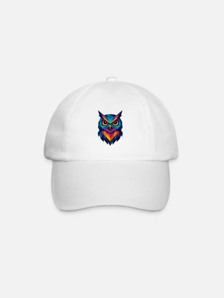 Eule | Eulenkopf Print - Baseballkappe - Weiß/Weiß