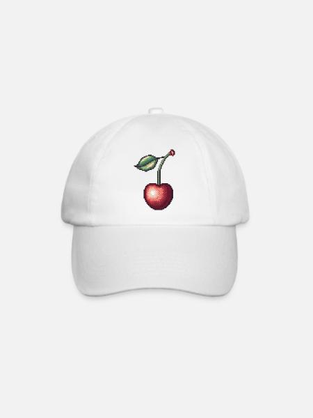 Retro Pixel Kirsche - Baseballkappe - Weiß/Weiß