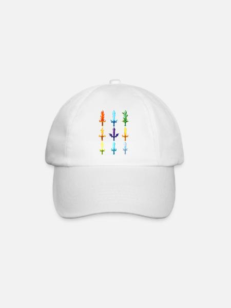 Bunte Fantasy Schwerter Design - Baseballkappe - Weiß/Weiß