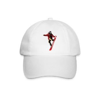Roter Snowboarder Sprung - Baseballkappe - Weiß/Weiß - Vorne