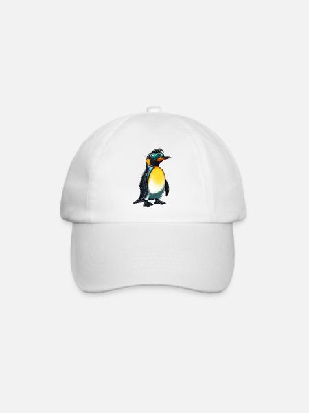 lustiger Pinguin mit Sonnenbrille :) - Baseballkappe - Weiß/Weiß
