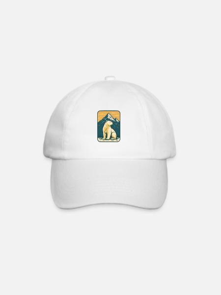 Polar Bär vor Berglandschaft - Baseballkappe - Weiß/Weiß