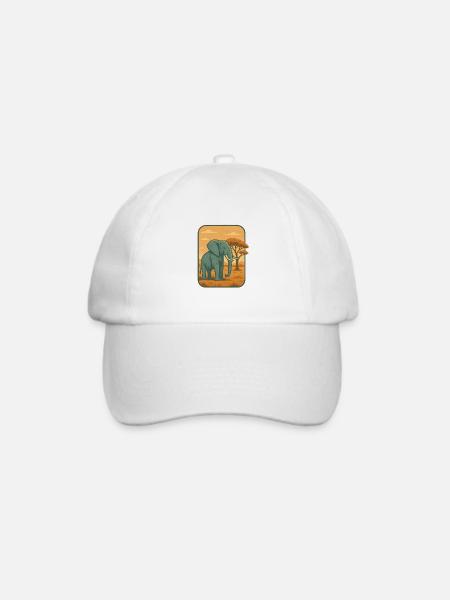 Savanna Elefant Vintage Panel - Baseballkappe - Weiß/Weiß