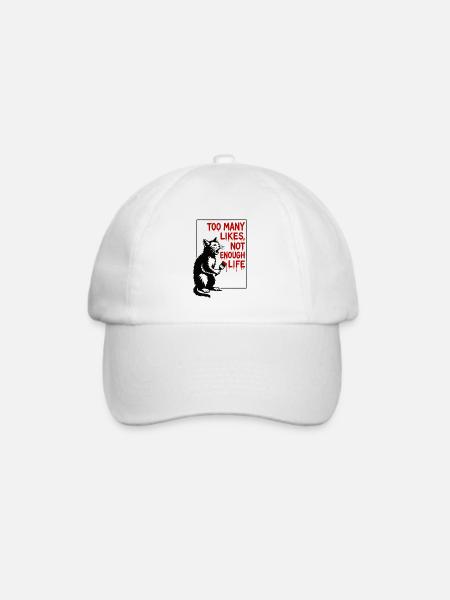 Katzenkunst: Zu viele Likes, zu wenig Leben - Baseballkappe - Weiß/Weiß