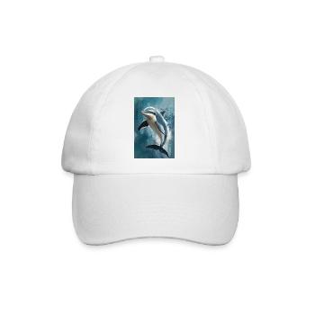 Illustration eines Delfins - Baseballkappe - Weiß/Weiß - Vorne