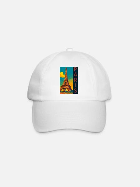 Paris PopArt Skyline Eiffelturm - Baseballkappe - Weiß/Weiß