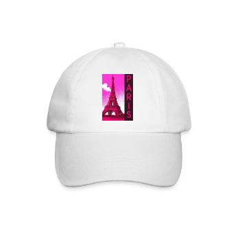 Paris Pink Eiffel Turm Retro - Baseballkappe - Weiß/Weiß - Vorne