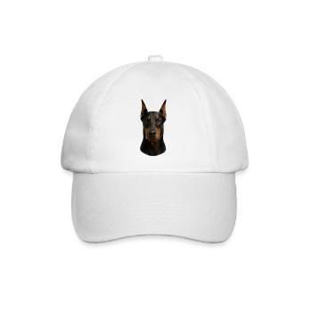 Dobermann Kopfporträt - Baseballkappe - Weiß/Weiß - Vorne
