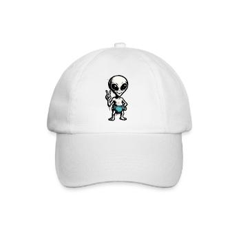 Kindermotiv: Alien Peace Zeichen Illustration - Baseballkappe - Weiß/Weiß - Vorne