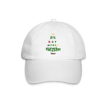 Ich bin nur wegen Plätzchen hier - Baseballkappe - Weiß/Weiß - Vorne