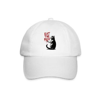 Schwarze Katze roter Tropfen-Text - Baseballkappe - Weiß/Weiß - Vorne