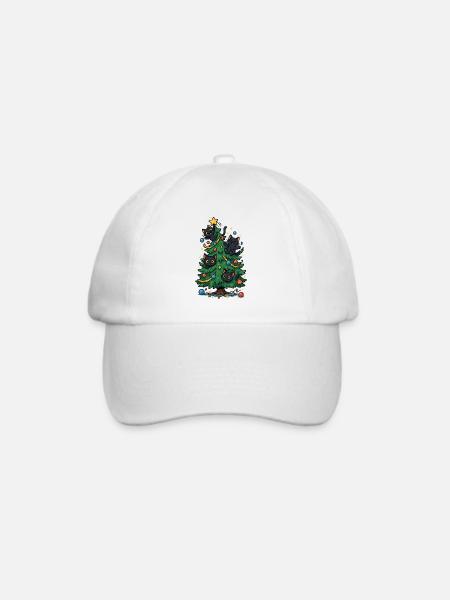 Weihnachtsbaum mit Katzen - Baseballkappe - Weiß/Weiß