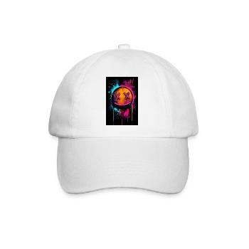 Neon-Graffiti-Smiley mit X-Augen - Baseballkappe - Weiß/Weiß - Vorne