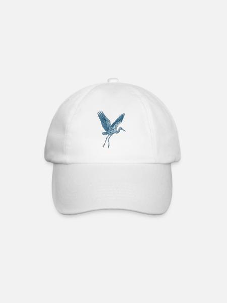 Blauer Storch | Geometrischer Blau Kranich - Baseballkappe - Weiß/Weiß