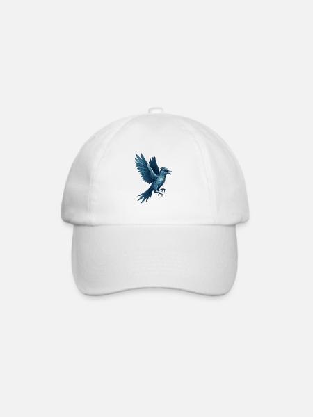 Geometrischer Blauvogel - Baseballkappe - Weiß/Weiß