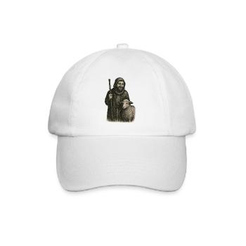 Der gute Hirte – Zeitlose Vintage Illustration - Baseballkappe - Weiß/Weiß - Vorne