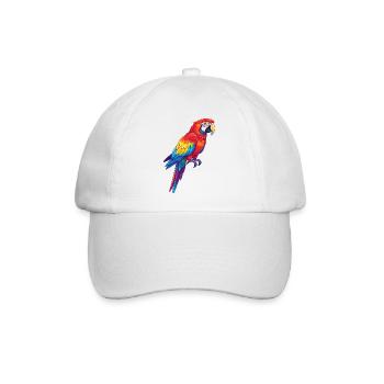 Bunte Papagei-Regenbogen-Pop-Art-Aquarell - Baseballkappe - Weiß/Weiß - Vorne