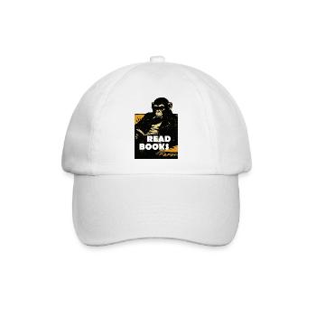 Chimp liest Bücher - Baseballkappe - Weiß/Weiß - Vorne