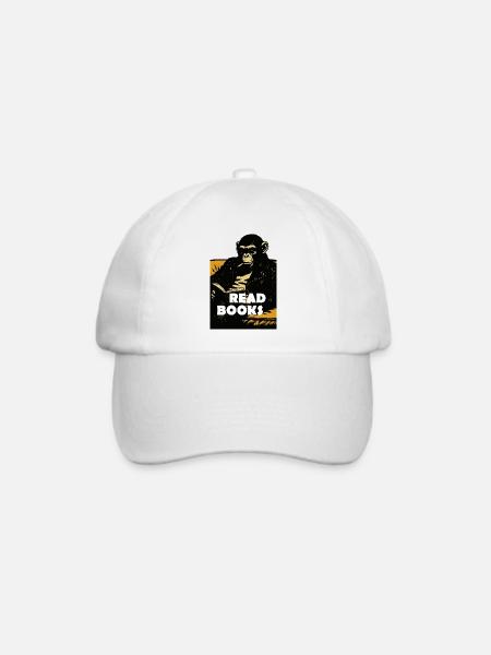 Chimp liest Bücher - Baseballkappe - Weiß/Weiß