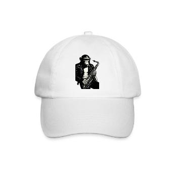 Monochromes Affen-Saxophon aus Leder - Baseballkappe - Weiß/Weiß - Vorne