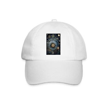 Kosmischer Zahnrad-Uhrennebel - Baseballkappe - Weiß/Weiß - Vorne