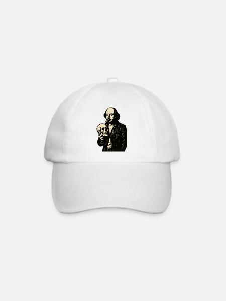 William Shakespeare mit Schädelporträt - Baseballkappe - Weiß/Weiß