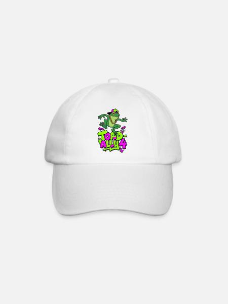 Toad-Ally 4 Coole Kröte - Baseballkappe - Weiß/Weiß
