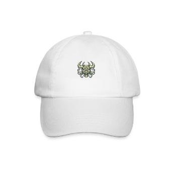 Dämonischer Schädel mit Hörnern - Baseballkappe - Weiß/Weiß - Vorne