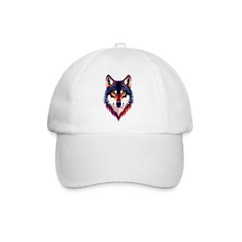 Farbiger Wolfkopf Wolfsblick Wolf Kopf Motiv - Baseballkappe - Weiß/Weiß - Vorne