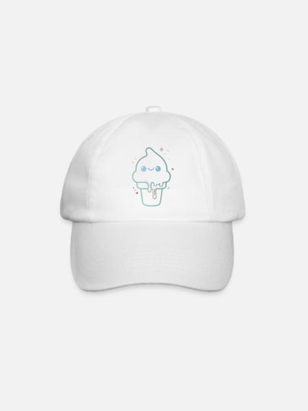 Kawaii-pastellfarbenes schimmerndes Eis - Baseballkappe - Weiß/Weiß