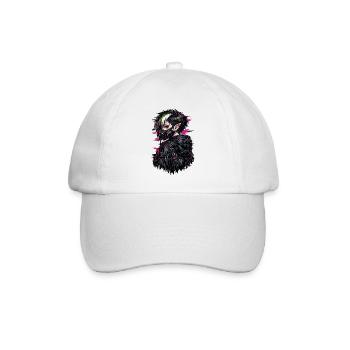 Anime Punk Girl – Dark Youth Stil - Baseballkappe - Weiß/Weiß - Vorne