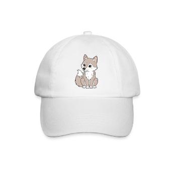 Kuscheliger Cartoon-Wolf - Baseballkappe - Weiß/Weiß - Vorne
