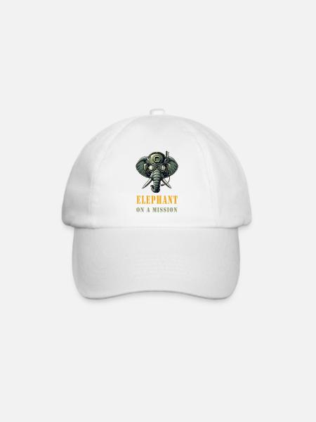 Elefant auf Mission - Baseballkappe - Weiß/Weiß