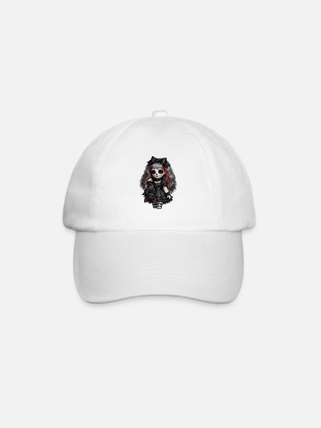 Gothic Zuckerschädel Puppe - Baseballkappe - Weiß/Weiß