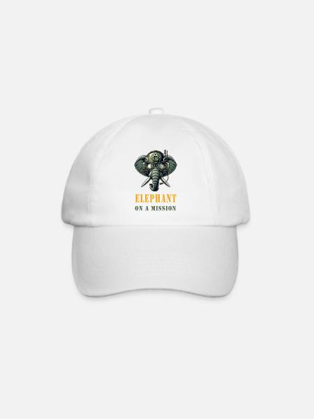 Elefant auf Mission - Baseballkappe - Weiß/Weiß