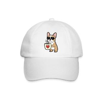 Bulldogge Hund Kaffee Comic - Baseballkappe - Weiß/Weiß - Vorne