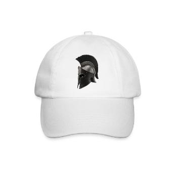 Rostiger Kriegerhelm mit schwarzer Feder - Baseballkappe - Weiß/Weiß - Vorne