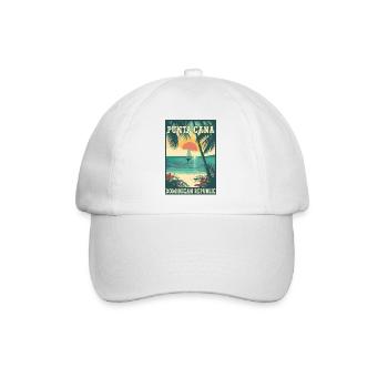Erleben Sie die Dominikanische Republik Punta Cana - Baseballkappe - Weiß/Weiß - Vorne