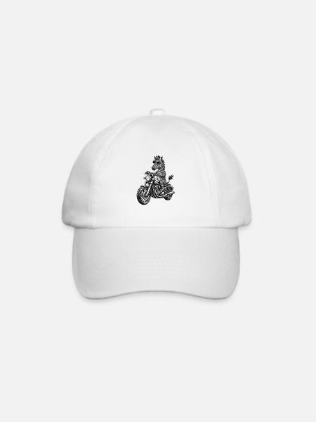 Zebra Motorrad-Rocker mit Sonnenbrille - Baseballkappe - Weiß/Weiß