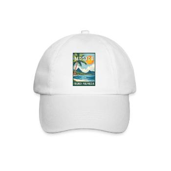 Erkunden Sie tropische Moorea in Französisch-Polynesien - Baseballkappe - Weiß/Weiß - Vorne