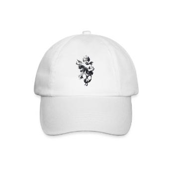 Engel mit Gewehr Silhouette - Baseballkappe - Weiß/Weiß - Vorne